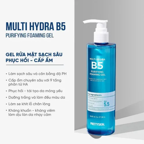 Phân phối sữa Rửa Mặt Prettyskin Multi Hydra B5 Cấp Ẩm Sạch Sâu 300ml