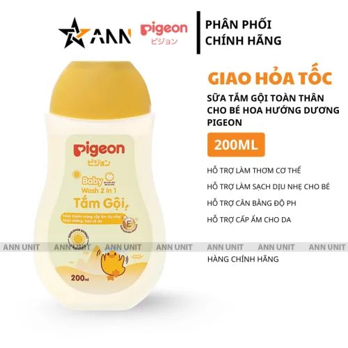 Sỉ sữa Tắm Gội Toàn Thân Cho Bé Hương Hoa Hướng Dương Pigeon 200ml