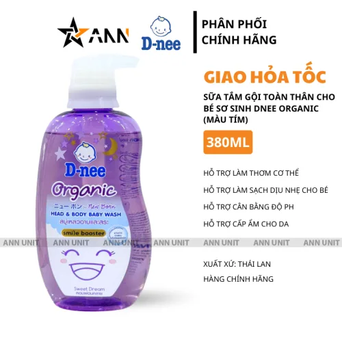 Sỉ sữa Tắm Gội Toàn Thân Cho Bé Sơ Sinh Dnee Organic Màu Tím 380ml