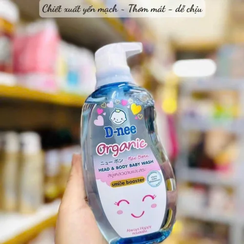 Sữa Tắm Gội Toàn Thân Cho Bé Sơ Sinh Dnee Organic Màu Xanh Dương 380ml