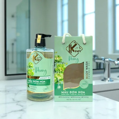 Bảng giá sỉ sữa Tắm Kina Hương Nước Hoa Mẫu Đơn 900ml - Hỗ Trợ Cấp Ẩm Dưỡng Sáng Da Mịn Màng - Tặng Kèm 1 Bông Tắm