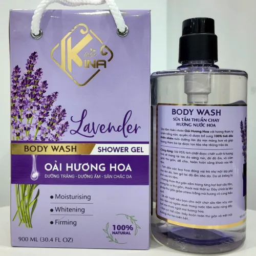 Sữa tắm Kina Labo Lavender hương oải hương 900 ml kèm một bông tắm