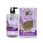 Sữa tắm Kina Labo Lavender hương oải hương 900 ml kèm một bông tắm