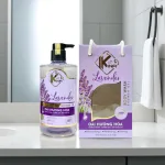 Sữa tắm Kina Labo Lavender hương oải hương 900 ml kèm một bông tắm