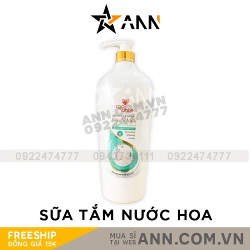 Sữa tắm Yoo White Shower Cream sữa dê và ngọc trai 1200ml vòi nhấn