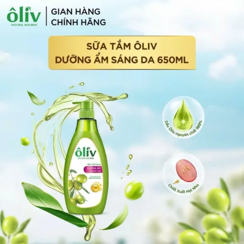 Sữa tắm Ôliv Ôliu dưỡng ẩm 3X màu hồng 650ml, kèm dầu gội Ôliu