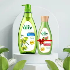 Sữa Tắm Ôliu Ôliv 3x Dưỡng Ẩm 650ml Xanh Dương - Tặng Dầu Gội Ôliu Giúp Giảm Gãy Rụng Tóc