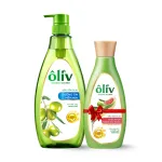Sữa tắm Ôliv 3X dưỡng ẩm 650ml xanh dương, kèm dầu gội Ôliu