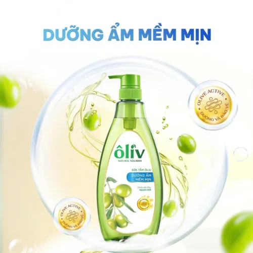 Sữa tắm Ôliv 3X dưỡng ẩm 650ml xanh dương, kèm dầu gội Ôliu
