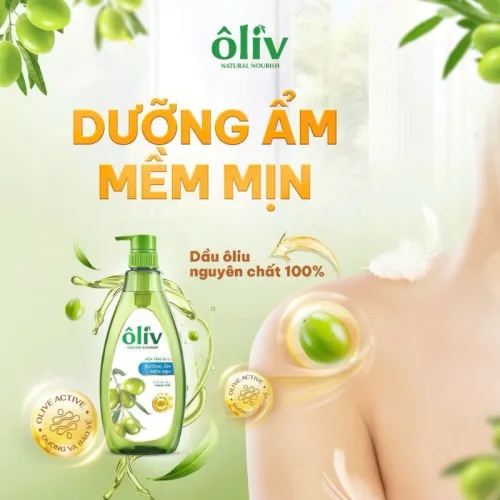 Sữa tắm Ôliv 3X dưỡng ẩm 650ml xanh dương, kèm dầu gội Ôliu