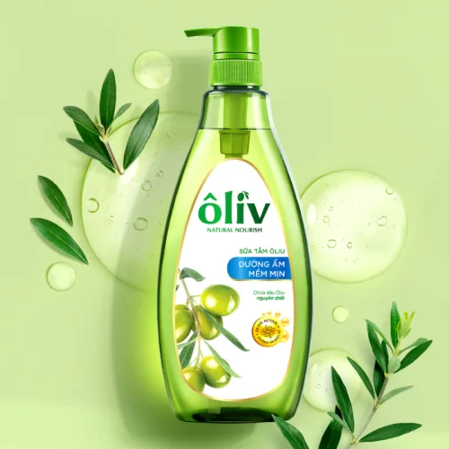 Sữa tắm Ôliv 3X dưỡng ẩm 650ml xanh dương, kèm dầu gội Ôliu