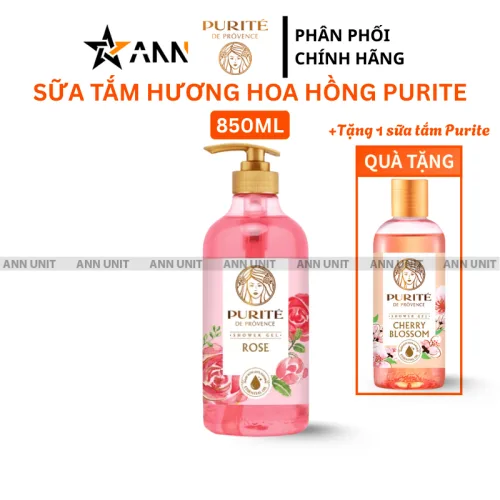 Sữa tắm Purite Rose 850ml tặng sữa tắm Cherry Blossom 60ml