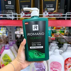 Sữa Tắm Romano Classic Sạch Sảng Khoái 650g - Sữa Tắm Nam Chai Xanh Lá