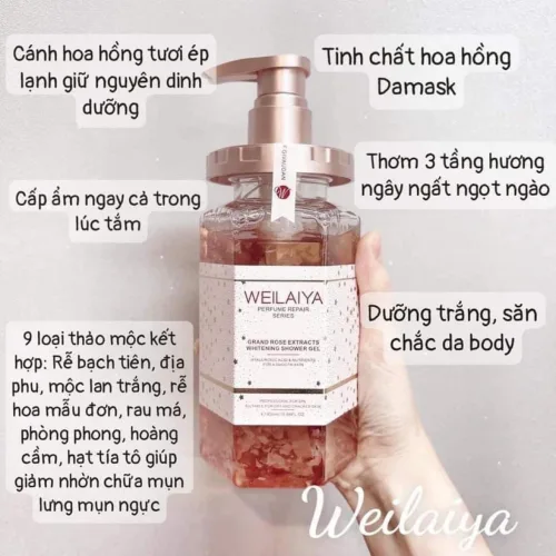 Sữa tắm Weilaiya Grand Rose Extracts hoa hồng Damask 450ml