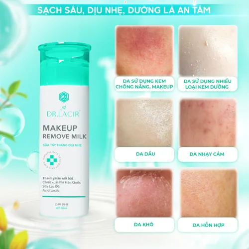 Tẩy trang dạng sữa Dr Lacir: massage đủ thời gian, lau từng khu vực