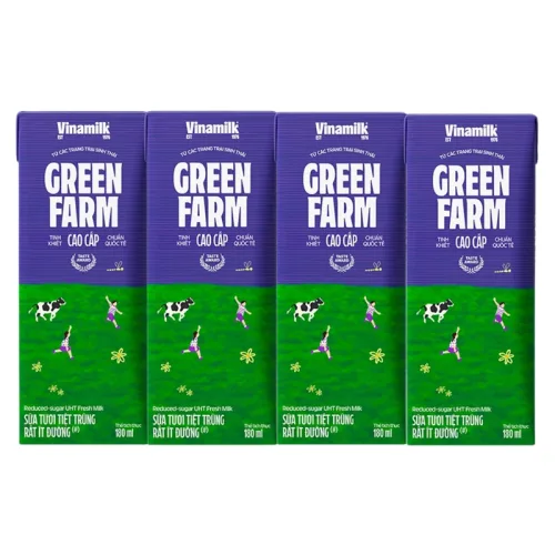 Hình ảnh Sữa Tươi Tiệt Trùng Green Farm Rất Ít Đường Vinamilk 180ml/Hộp - Lốc 4 Hộp trong bộ sưu tập Trái cây, rau củ tươi