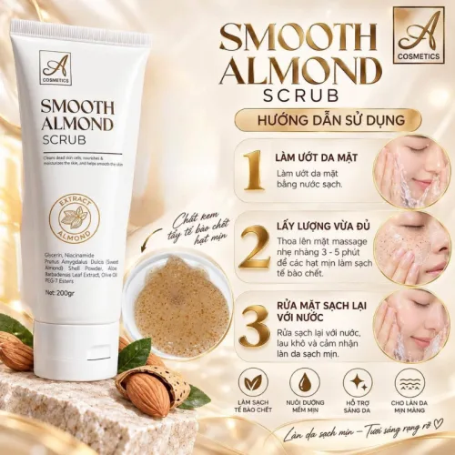 A Cosmetic Hạnh Nhân Smooth Almond Scrub 200g Tẩy Da Chết Mặt