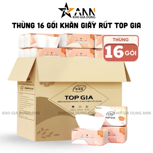 Khăn giấy ăn Top Gia Sắc Hạ, thùng 16 gói, 240 tờ 4 lớp