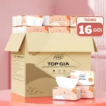 Khăn giấy ăn Top Gia Sắc Hạ, thùng 16 gói, 240 tờ 4 lớp