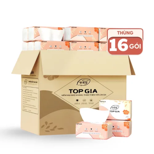 Thùng 16 Gói Khăn Ăn Top Gia - Khăn Giấy Ăn Sắc Hạ 240 tờ x 4 lớp phù hợp để tham khảo khi chọn top gia