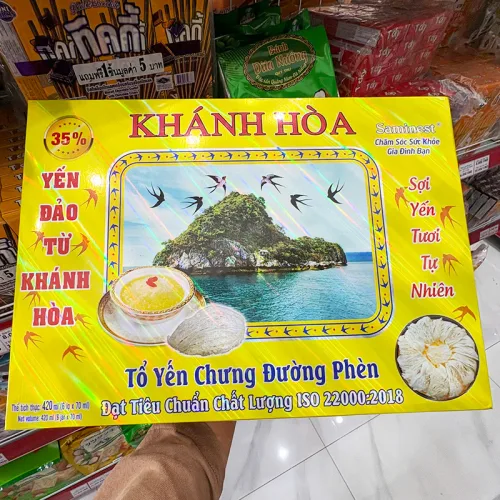 Đánh giá tổ Yến Chưng Sẵn Canxi Đường Ăn Kiêng Khánh Hòa Saminest 35% Set 6 Hủ - Hộp Vàng
