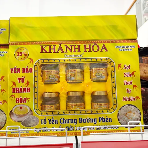 Đánh giá tổ Yến Chưng Sẵn Canxi Đường Ăn Kiêng Khánh Hòa Saminest 35% Set 6 Hủ - Hộp Vàng