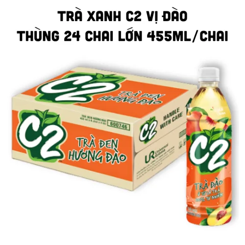 Trà Xanh C2 Hương Đào Thùng 24 Chai Lớn (455ml/Chai)