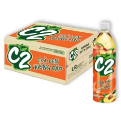 Trà Xanh C2 Hương Đào Thùng 24 Chai Lớn (455ml/Chai)