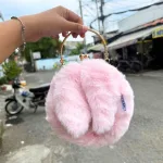 Túi Thỏ Bông Hồng Gài Có Dây Đeo Dễ Thương - Túi Xách Lót Da Bên Trong Bền Đẹp