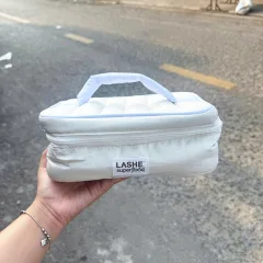 Túi Đựng Mỹ Phẩm Lashe Superfood Màu Trắng