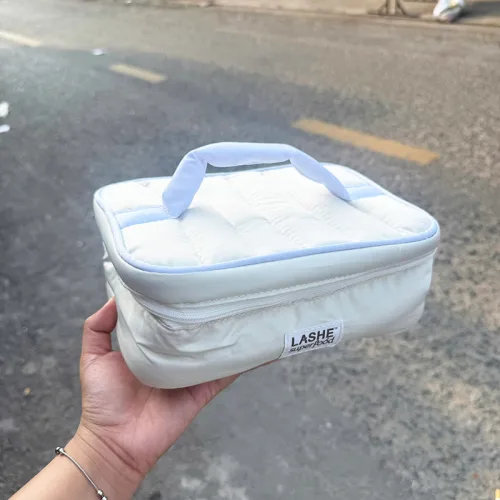 Túi Đựng Mỹ Phẩm Lashe Superfood Màu Trắng