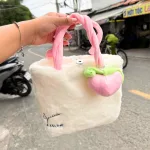 Túi Xách Vải Lông Mềm Mại Màu Trắng Hồng Hazeline