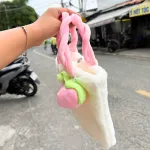 Túi Xách Vải Lông Mềm Mại Màu Trắng Hồng Hazeline