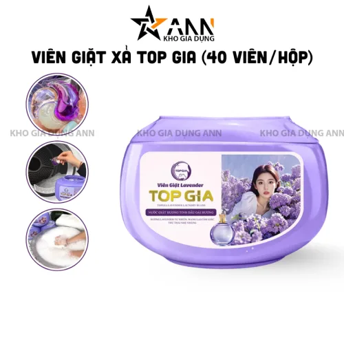Viên giặt Top Gia Lavender hương hoa oải hương, hộp 40 viên