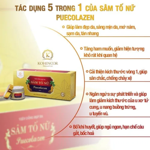 Viên uống Collagen Sâm Tố Nữ Kohinoor Puecolazen, hộp 45 viên