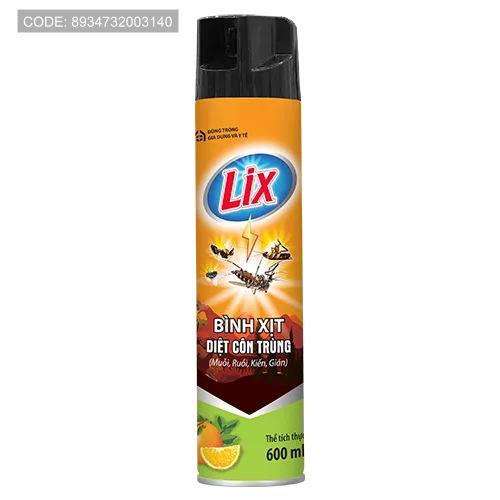 Xịt Côn Trùng LIX Hương Cam Chai Vàng 600ML (Tặng 1 rửa chén Lix)