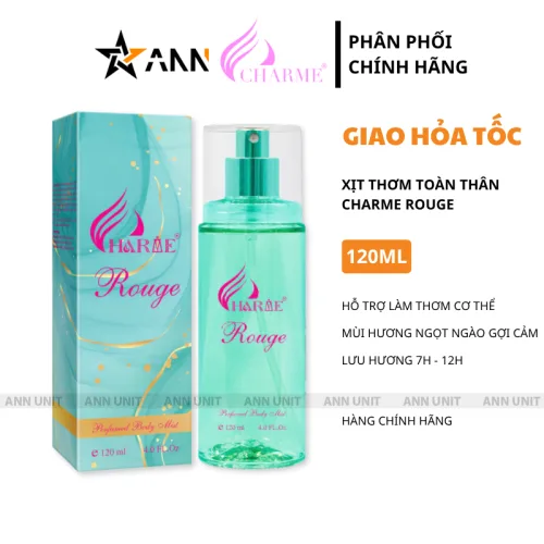 Xịt Thơm Body Charme Rouge 120ml - Xịt Thơm Toàn Thân Hương Thơm Ngọt Ngào Gơi Cảm [Tặng Túi Giấy Charme]