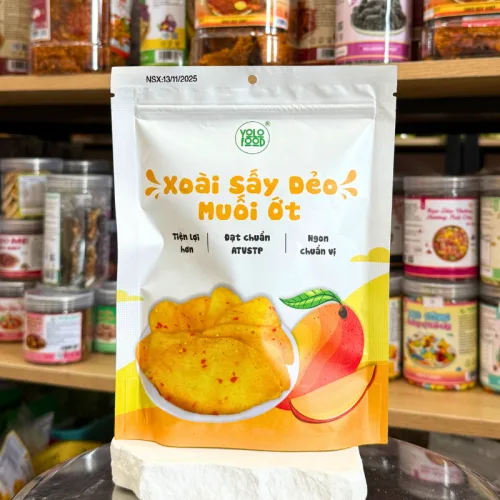Xoài Sấy Dẻo Muối Ớt Thương Hiệu YOLO - Gói 100g
