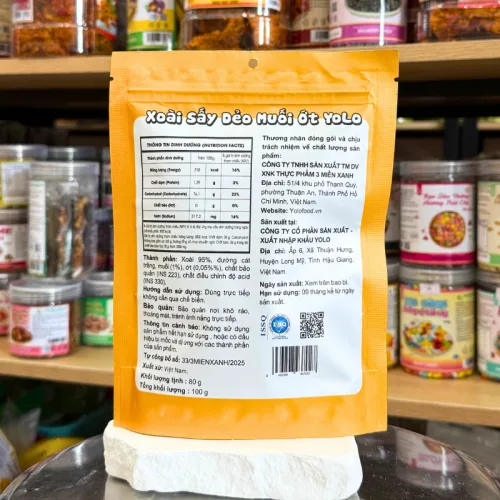 Xoài Sấy Dẻo Muối Ớt Thương Hiệu YOLO - Gói 100g