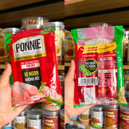 Xúc Xích Gói Dinh Dưỡng Thịt Heo Ponnie - Xúc Xích Ponnie 175g (5 Cây x 35g) – một lựa chọn đáng tham khảo trong Đồ ăn đóng hộp, xúc xích, lạp xưởng