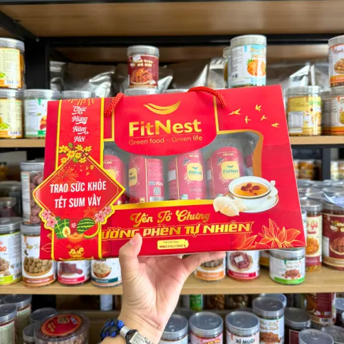 Yến Chưng Fitnest 35% Yến (Đông Trùng Hạ Thảo, Đường Phèn, Không Đường) - Hộp Yến Fitnest 900ml (6 Hũ x150ml)