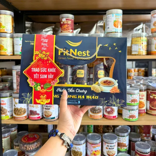 Yến Chưng Fitnest 35% Yến (Đông Trùng Hạ Thảo, Đường Phèn, Không Đường) - Hộp Yến Fitnest 900ml (6 Hũ x150ml)