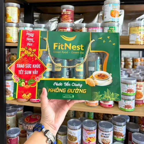Yến Chưng Fitnest 35% Yến (Đông Trùng Hạ Thảo, Đường Phèn, Không Đường) - Hộp Yến Fitnest 900ml (6 Hũ x150ml)