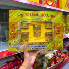 Sỉ yến Chưng Đường Phèn Khánh Hòa Saminest 28% Set 5 Hủ 70ml Hộp Màu Vàng