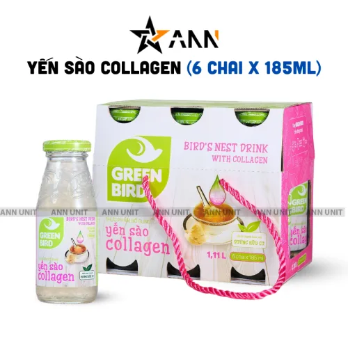 Lốc Yến Sào Collagen Green Bird 6 Chai 185ml