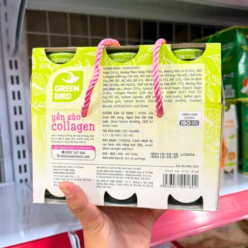 Lốc Yến Sào Collagen Green Bird 6 Chai 185ml