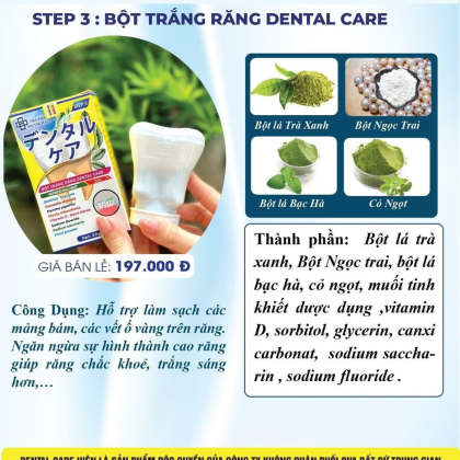 Bột Trắng Răng Dental Care Làm sạch  ngừa sâu răng, mảng bám răng giữ răng sáng bóng