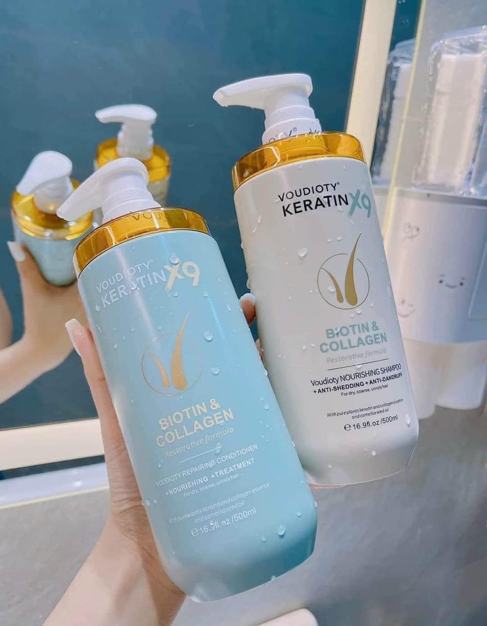 Combo Gội Xả Biotin Collagen Voudioty Keratin x9 500ml