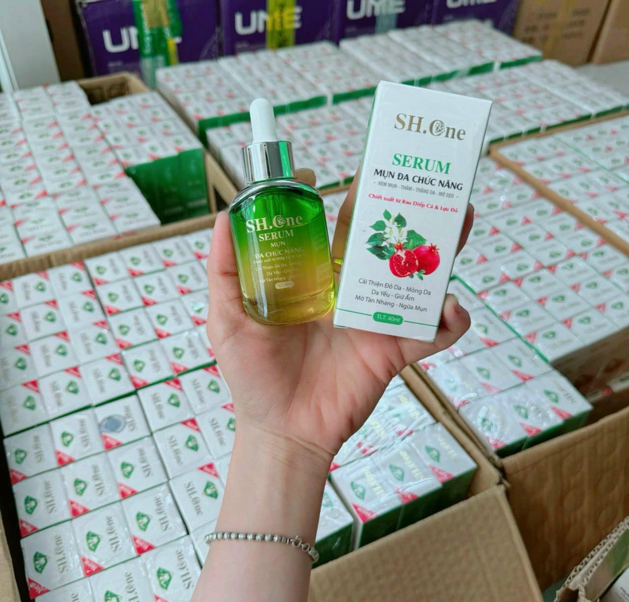 Serum Mụn Đa Chức Năng SH One Chiết Xuất Từ Rau Diếp Cá & Lựu Đỏ chính hãng
