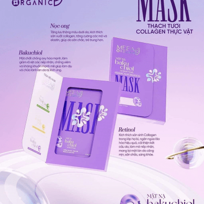 Mặt Nạ Thạch Collagen Meea Organic Màu Tím Bakuchiol Retinol Mask Hộp 5 Miếng chính hãng